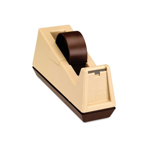 3M Scotch Heavy-Duty Weighted Desktop Tape Dispenser, 3in Core, Plastic, Putty/Brown C25 - main